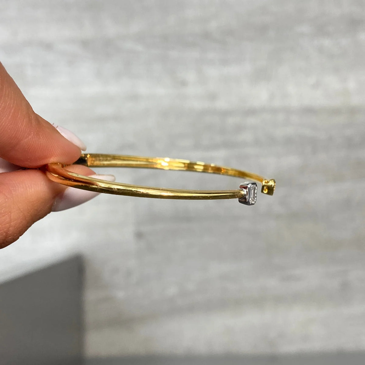 0.39ctw Two-Stone Yellow Diamond and White Diamond Bezel Set Bangle