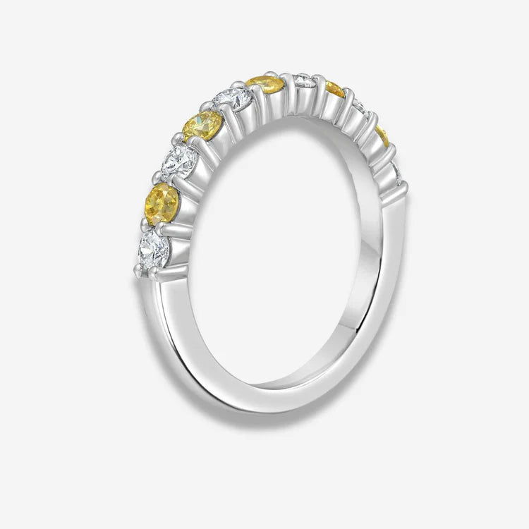 0.80ct Round Alternating Yellow Diamond & White Diamond Halfway
