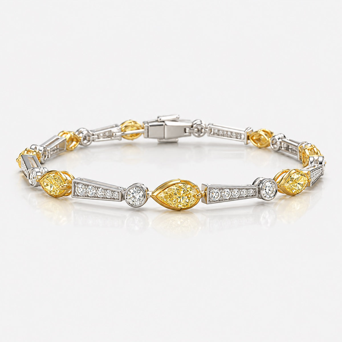 11.58ctw Fancy Yellow Pear & Mixed Shape Tennis Bracelet