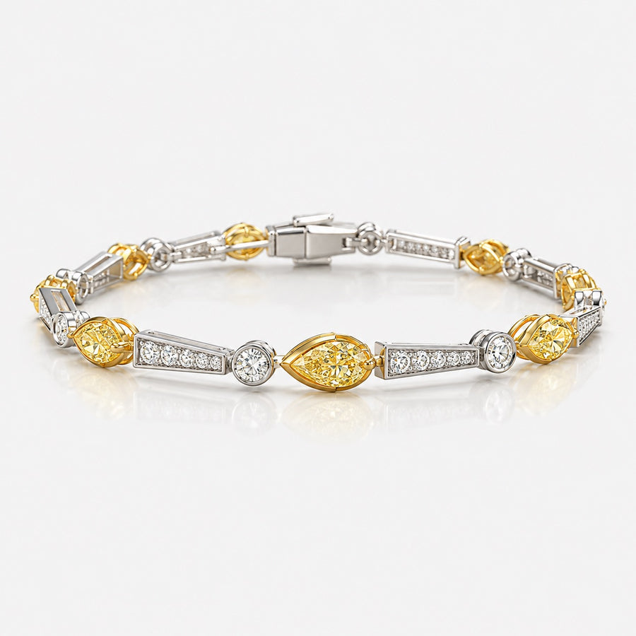11.58ctw Fancy Yellow Pear & Mixed Shape Tennis Bracelet