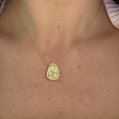 10.01ct Light Yellow Pear SI1 GIA Pendant
