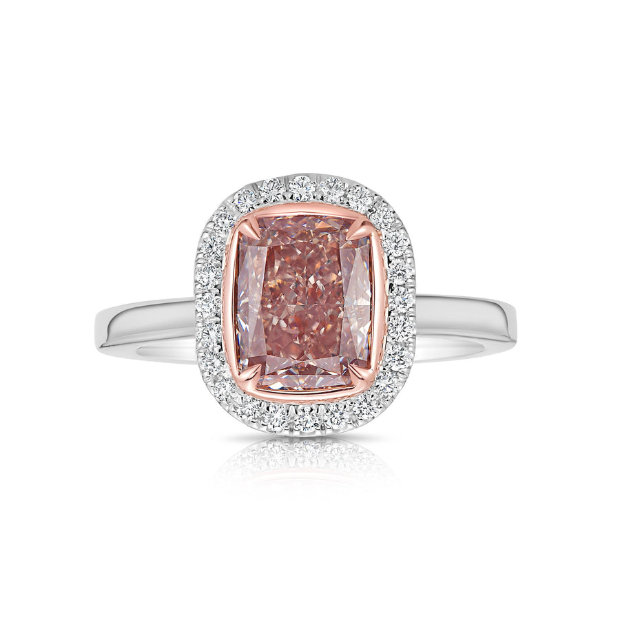 2.01ct Fancy Light Brown Pink Cushion Diamond Ring SI2 GIA