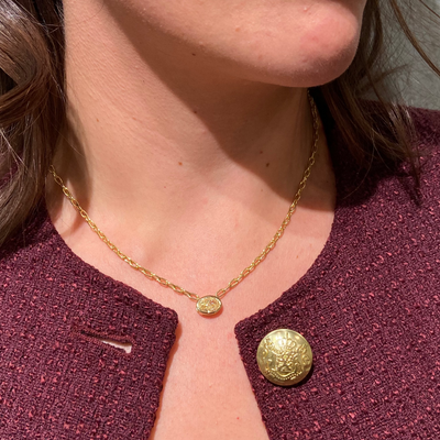 2ct Light Yellow Oval Bezel East West Pendant