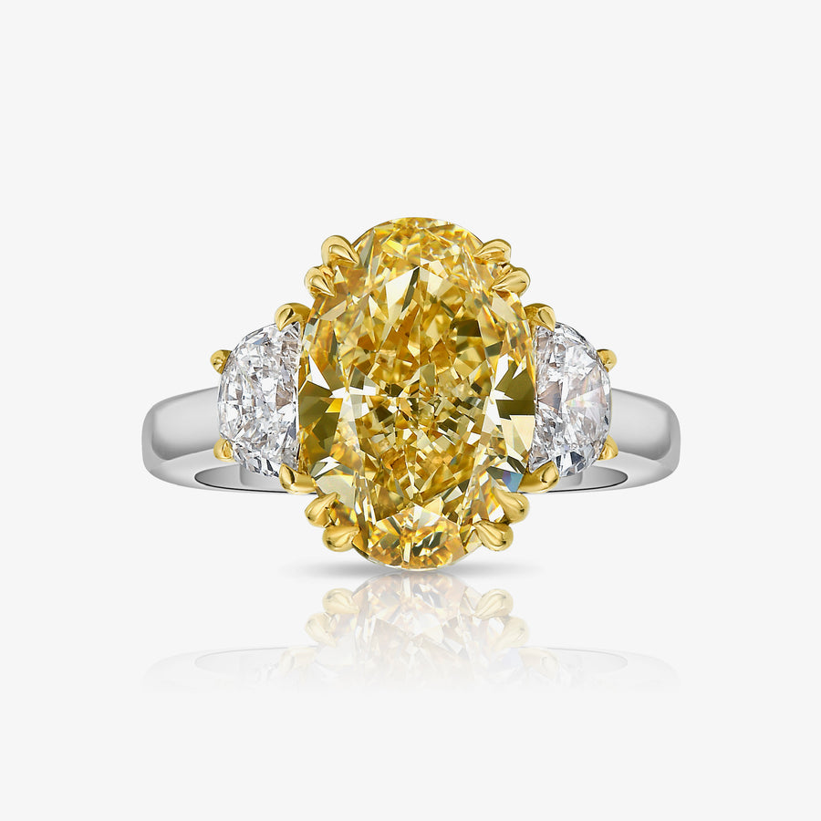4.47ct Fancy Brownish Yellow Oval Internally Flawless Diamond Ring GIA