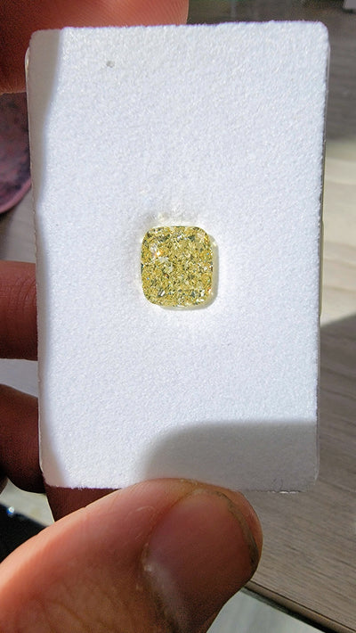 4.09ct Fancy Light Yellow Cushion VS1 GIA