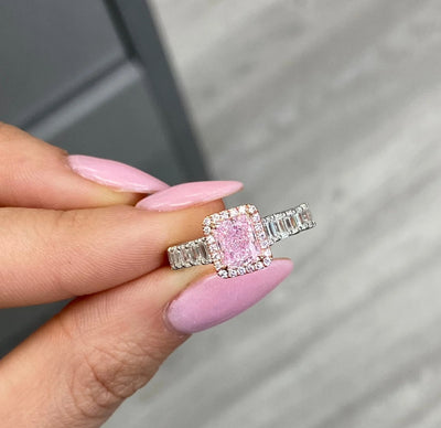 1.09ct Light Pink Elongated Radiant VS2 GIA Ring