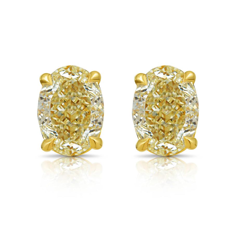 2.33ctw Light Yellow Oval Diamond Stud Earrings GIA