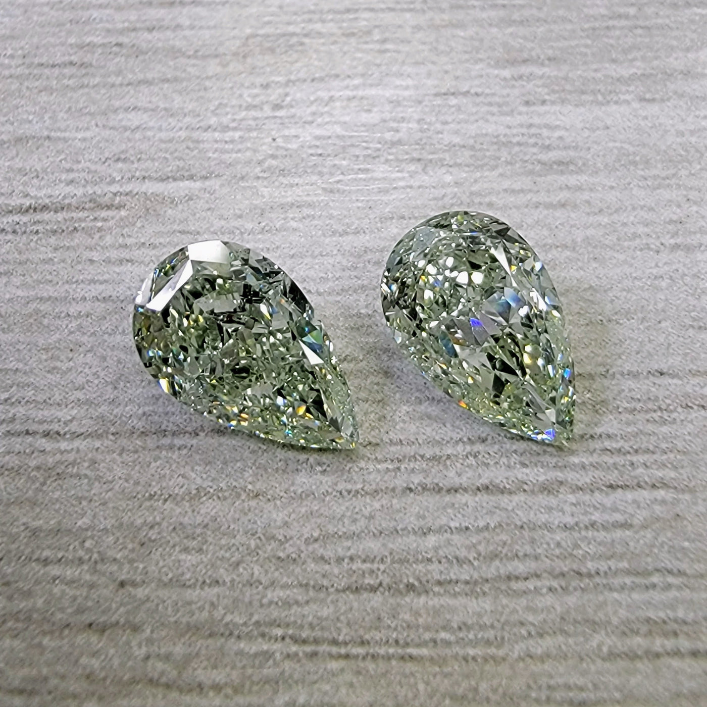 1.41ct & 1.51ct Fancy Light Yellowish Green Pears GIA