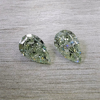 1.41ct & 1.51ct Fancy Light Yellowish Green Pears GIA