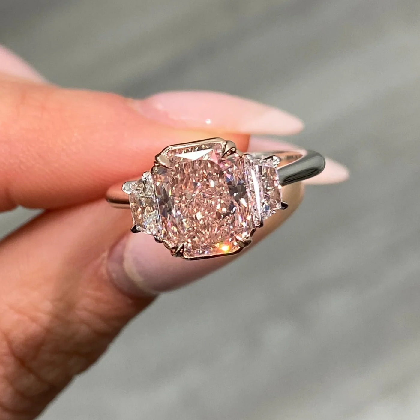 3.04ct Fancy Brown Pink Elongated Radiant VS1 GIA Ring