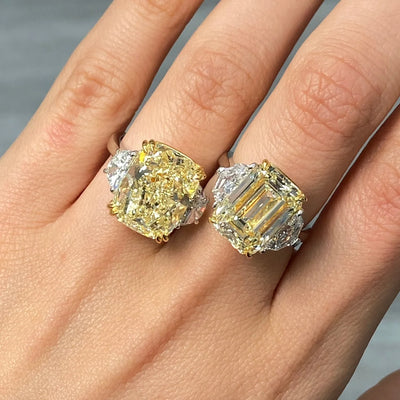 7.36ct Light Yellow Emerald Cut VS1 GIA Ring