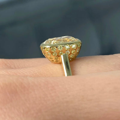 5.01ct Light Yellow Cushion VS1 GIA Bezel Ring