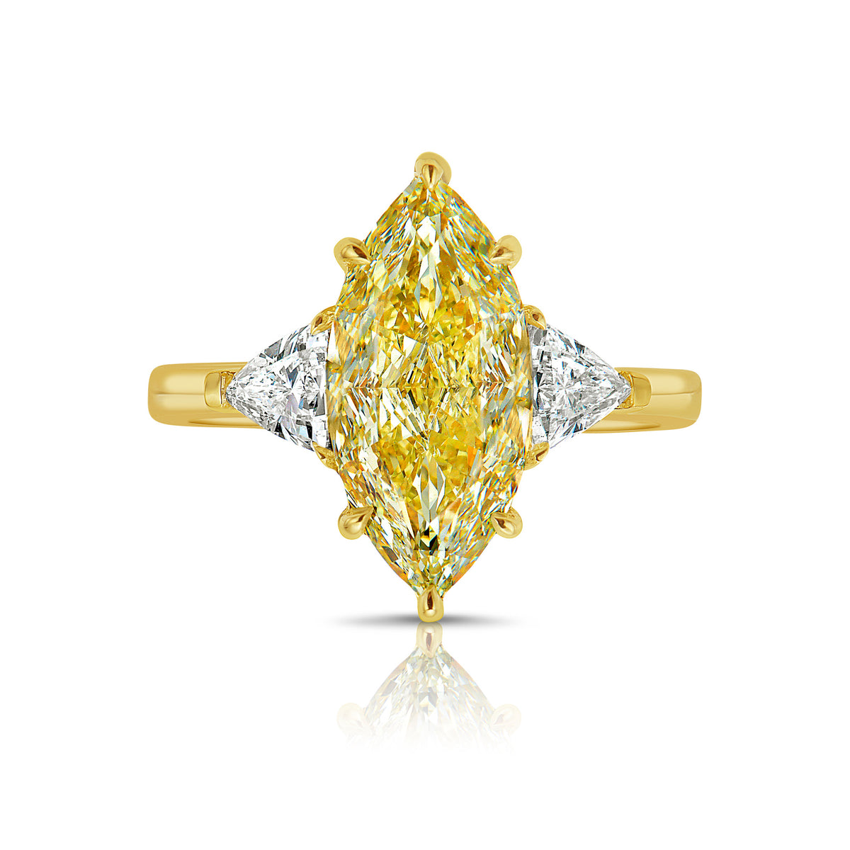 3.34ct Light Yellow Marquise Diamond Ring VS2 GIA