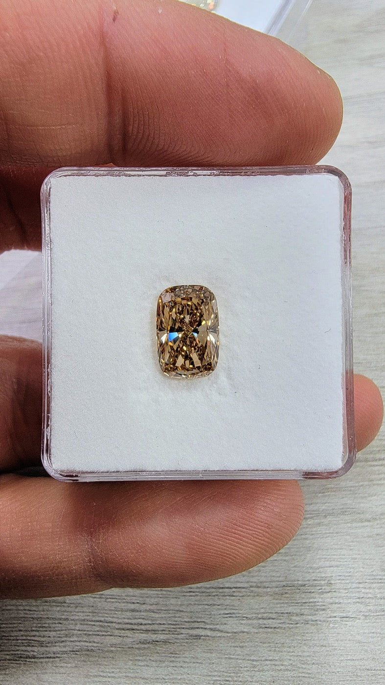3.10ct Cognac Elongated Cushion Diamond
