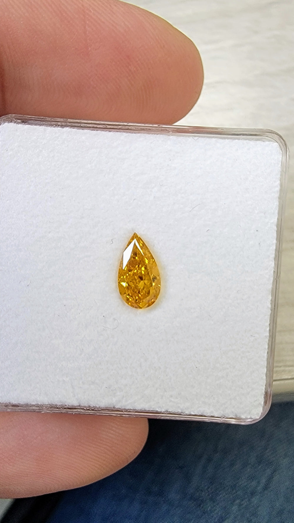 1.01ct Fancy Intense Orange Yellow Pear Diamond SI2 GIA