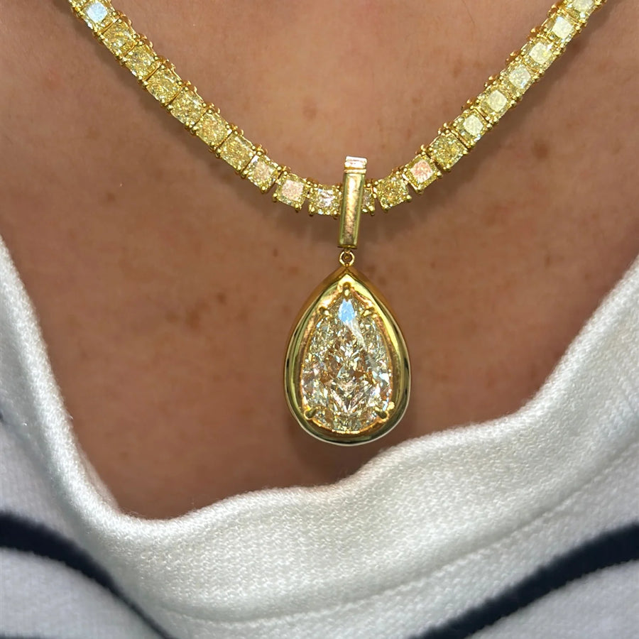 5.50ct Yellow Pear Diamond Detachable Bezel Pendant