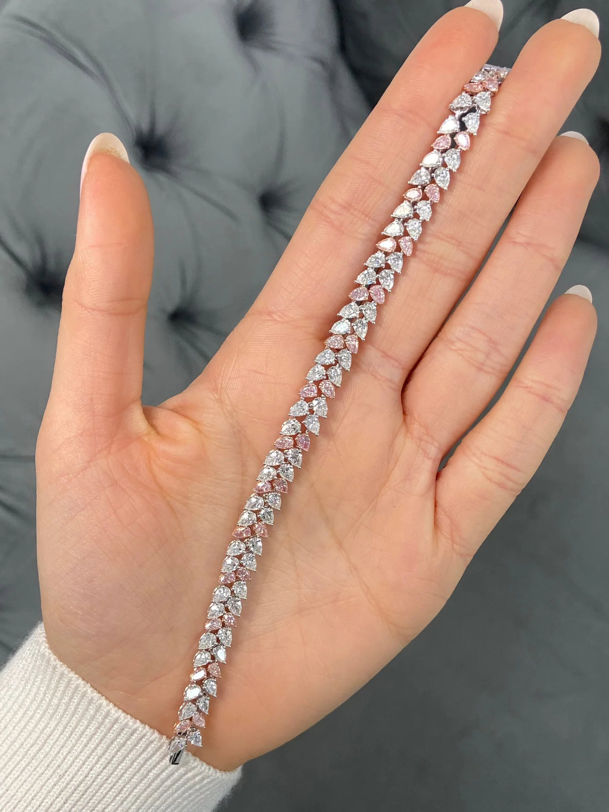 10.28ctw Fancy Pink Diamond & White Diamond Pear Shape Double Row Bracelet