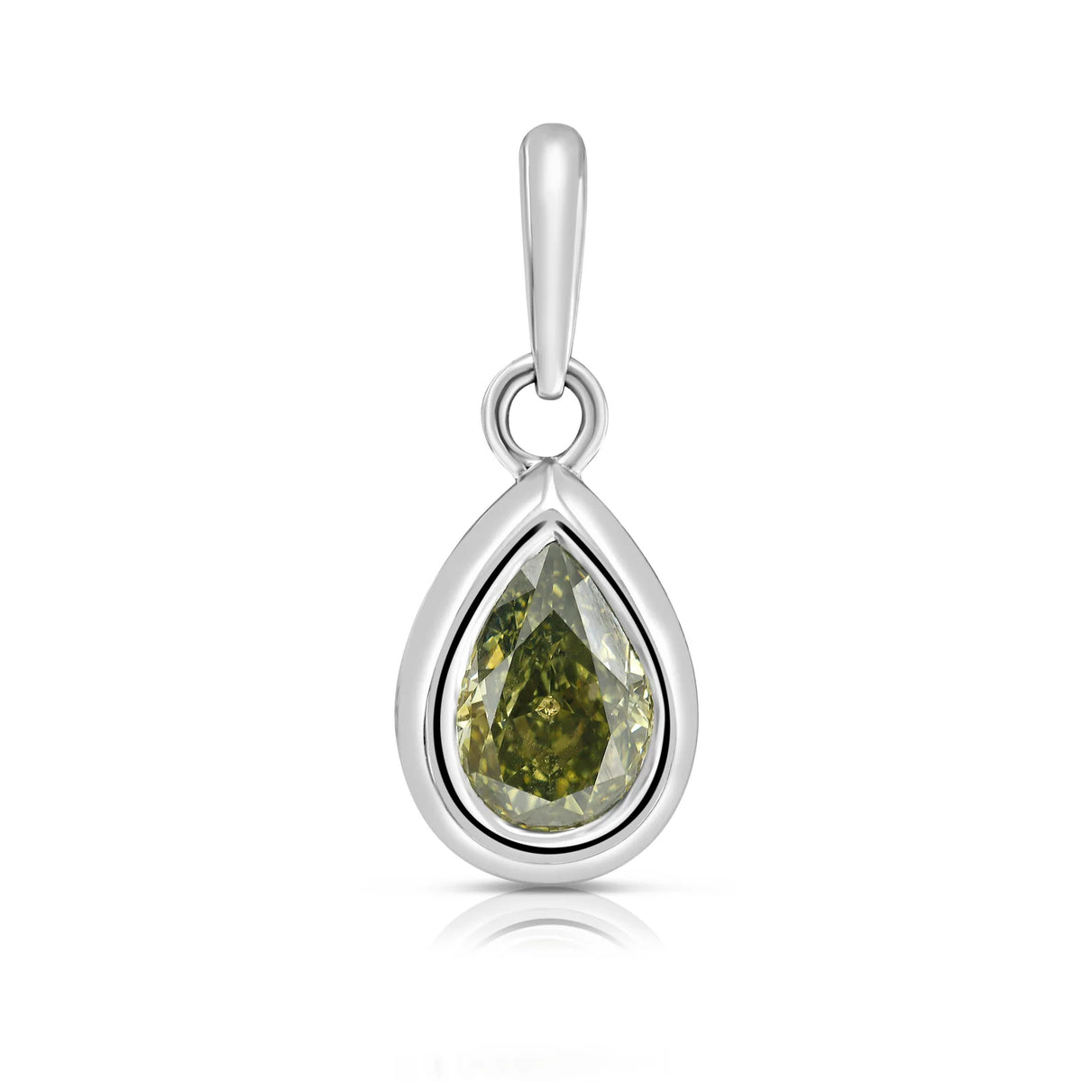 1.01ct Green Chameleon Pear Shape Diamond Charm GIA