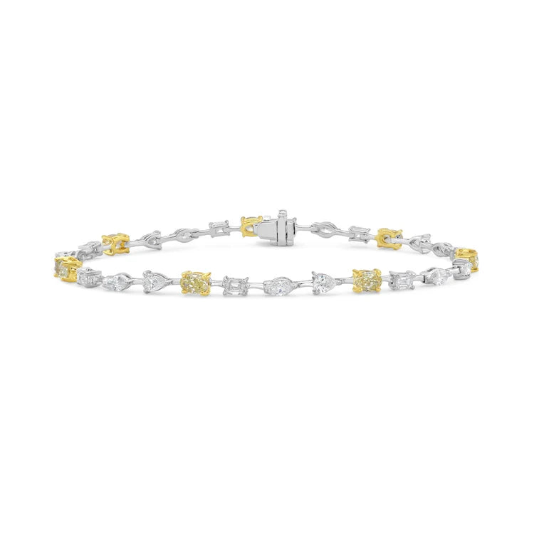 3.38ctw Yellow Diamond and White Diamond Mixed Shape Bracelet