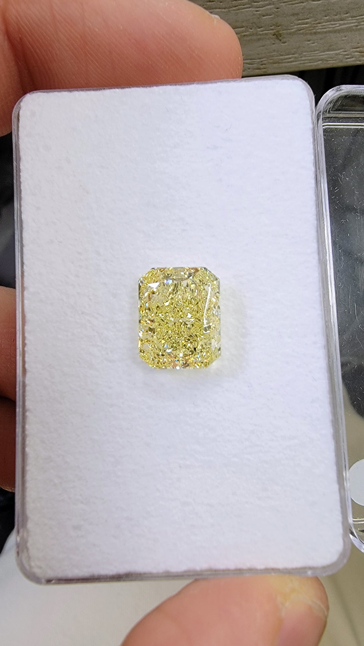 5.52ct Fancy Yellow Elongated Radiant Diamond Ring VS1 GIA
