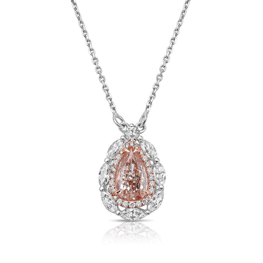 1.01ct Pink Pear Diamond Pendant SI2 GIA