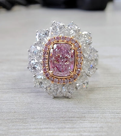 1.05ct Light Pink Elongated Cushion SI2 GIA Cocktail Ring