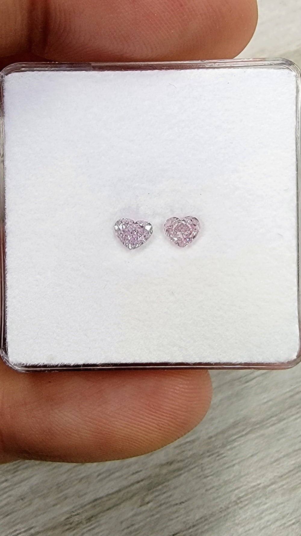 0.25ct & 0.25ct Fancy Light Purplish Pink Heart Diamonds GIA