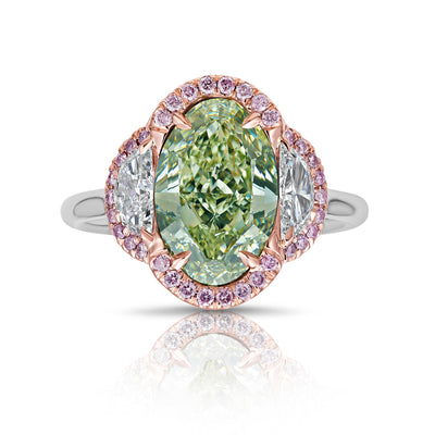 3.12ct Fancy Grayish Yellowish Green VS1 GIA Ring