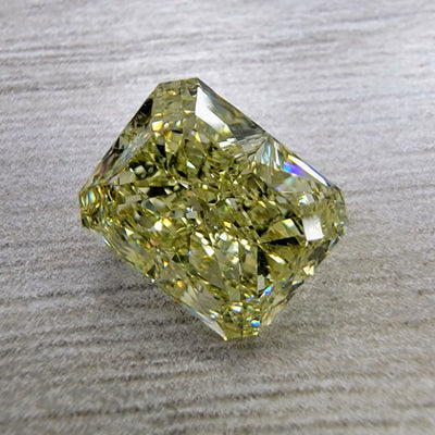4.03ct Fancy Green Yellow Elongated Radiant VS2 GIA