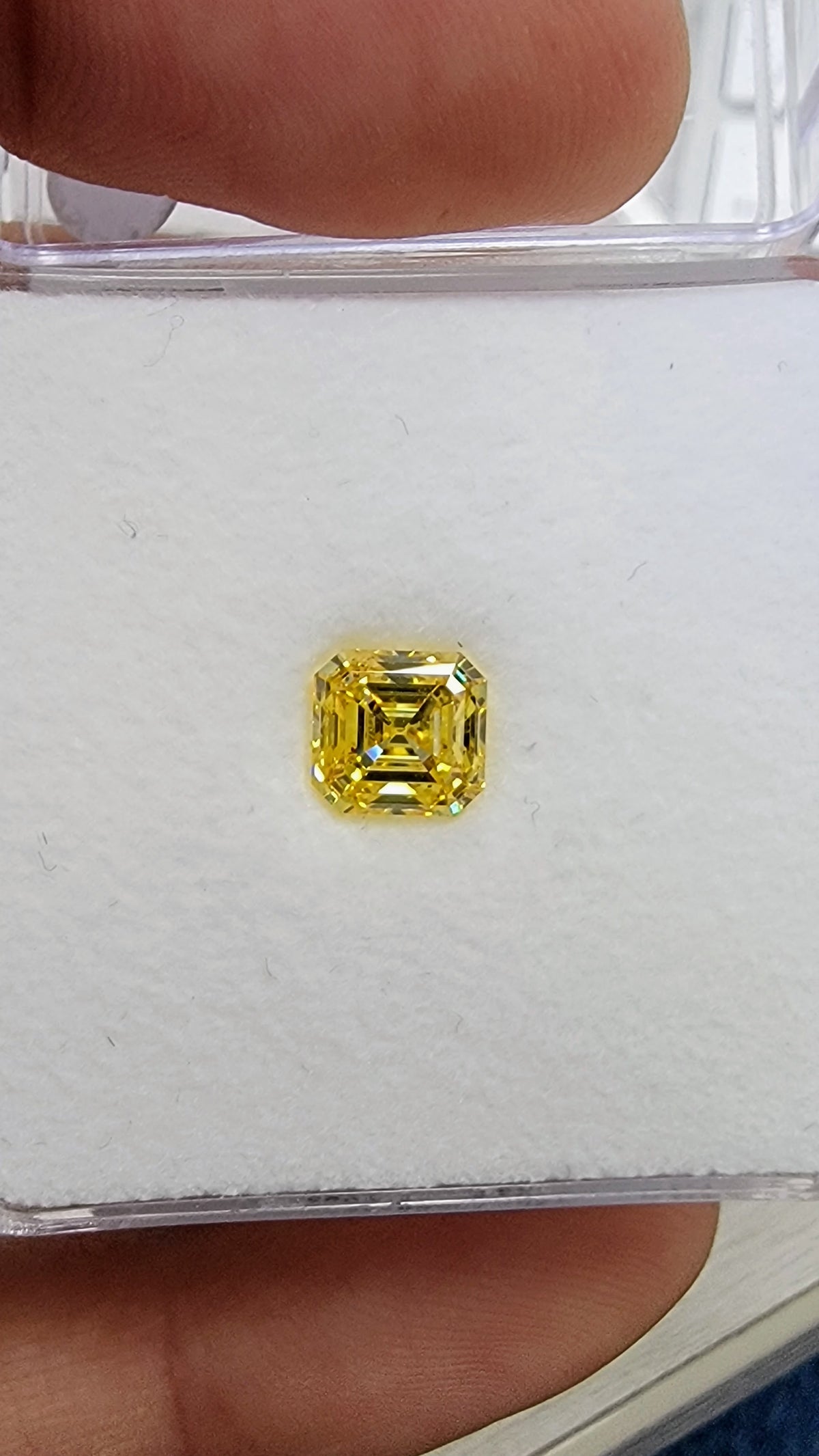 1.53ct Fancy Vivid Yellow Asscher Cut Diamond Ring SI2 GIA