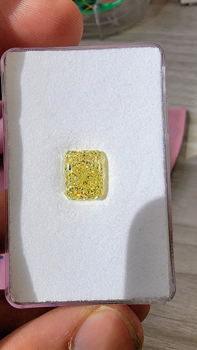 5.07ct Fancy Intense Yellow Elongated Radiant VS2 GIA