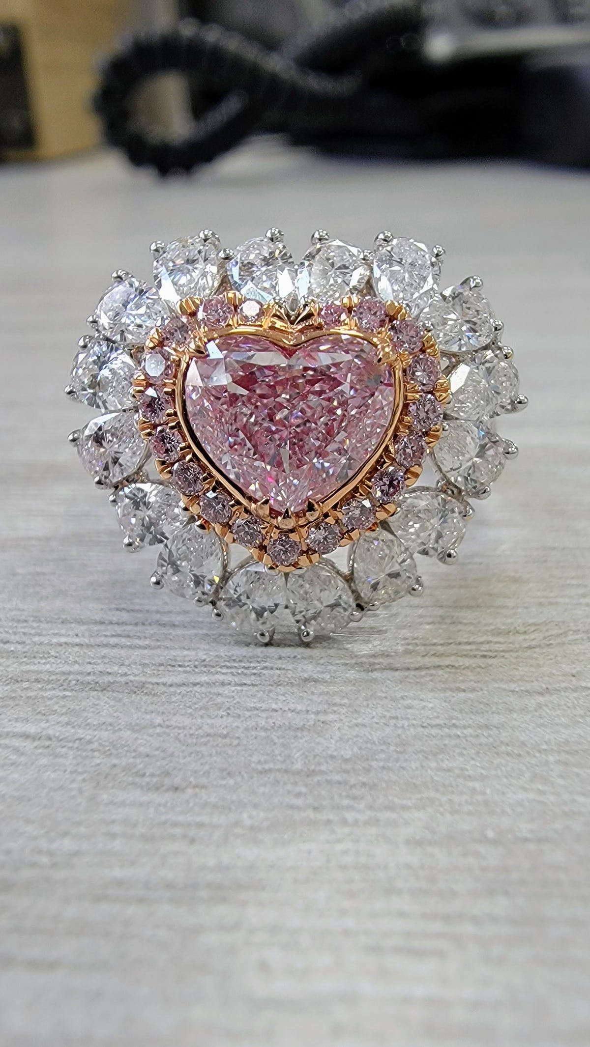 1.89ct Light Pink Heart Diamond Cocktail Ring SI1 GIA