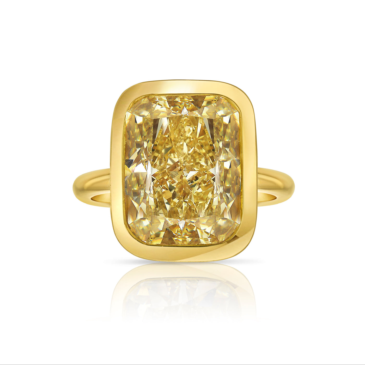 8.25ct Fancy Yellow Elongated Cushion VS2 GIA Bezel Ring