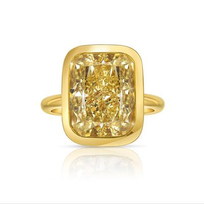 8.25ct Fancy Yellow Elongated Cushion VS2 GIA Bezel Ring
