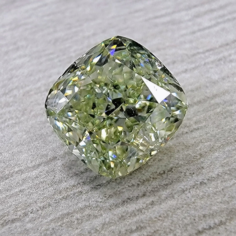 1.54ct Fancy Grayish Yellowish Green Cushion Diamond VS2 GIA
