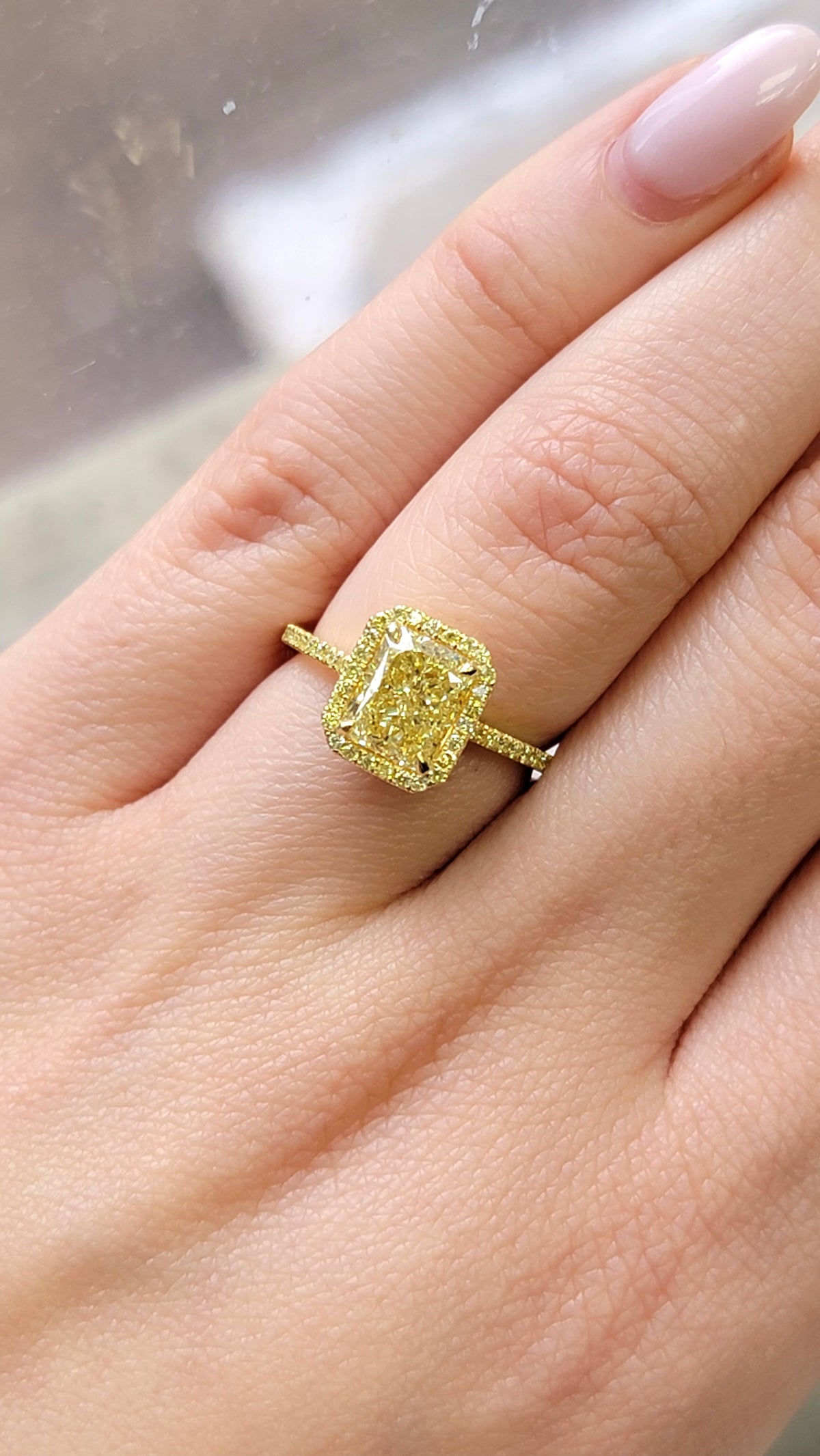 2.03 Light Yellow Radiant Diamond Ring VS1 GIA