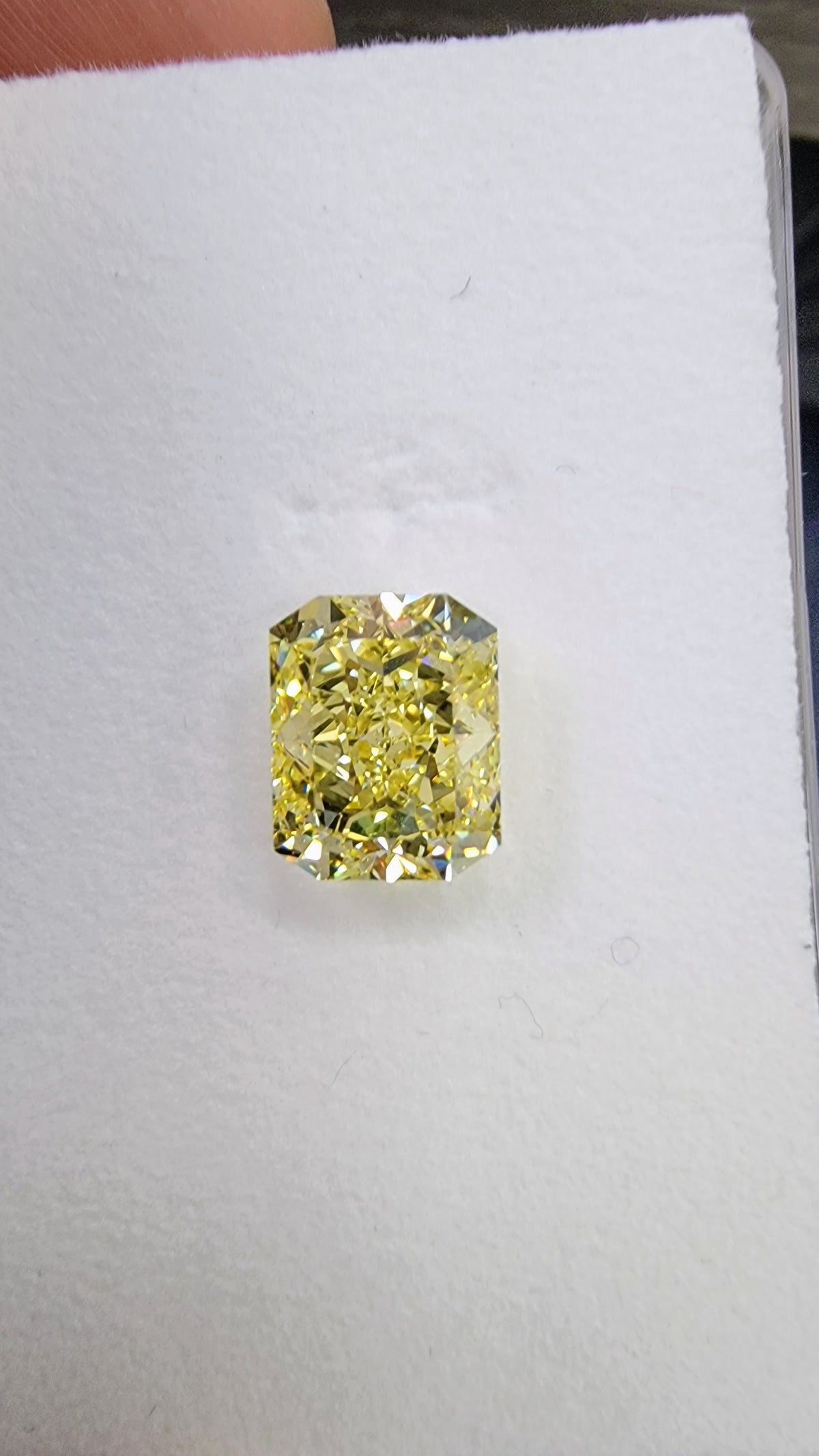 4.05ct Fancy Intense Yellow Elongated Radiant Diamond Ring VVS1 GIA