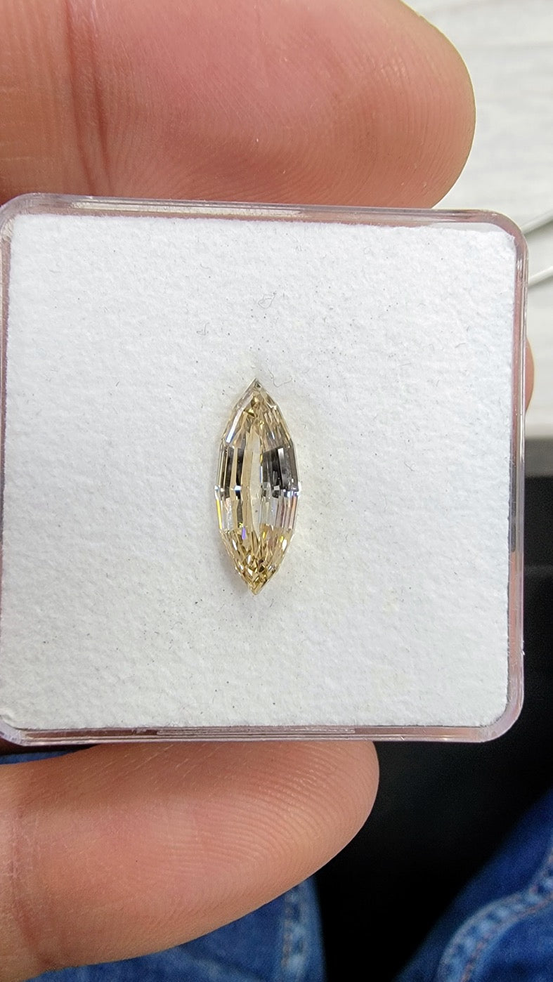 2.02ct Light Yellow Brown Marquise Step Cut Diamond