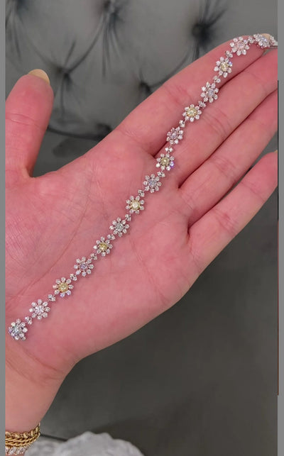 6ct Multicolor Diamond Flower Bracelet