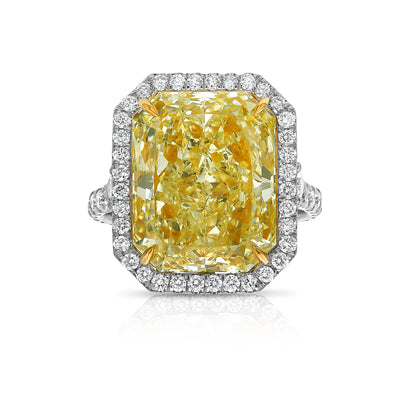 7.03ct Light Yellow Elongated Radiant SI1 GIA Ring