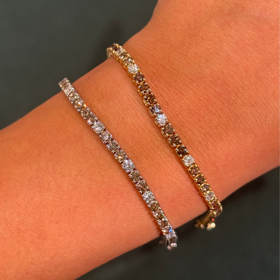 5.6ctw Champagne & Colorless Diamond Tennis Bracelet