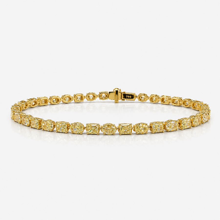 8.88ctw Alternating Radiant & Oval Yellow Diamond Tennis Bracelet