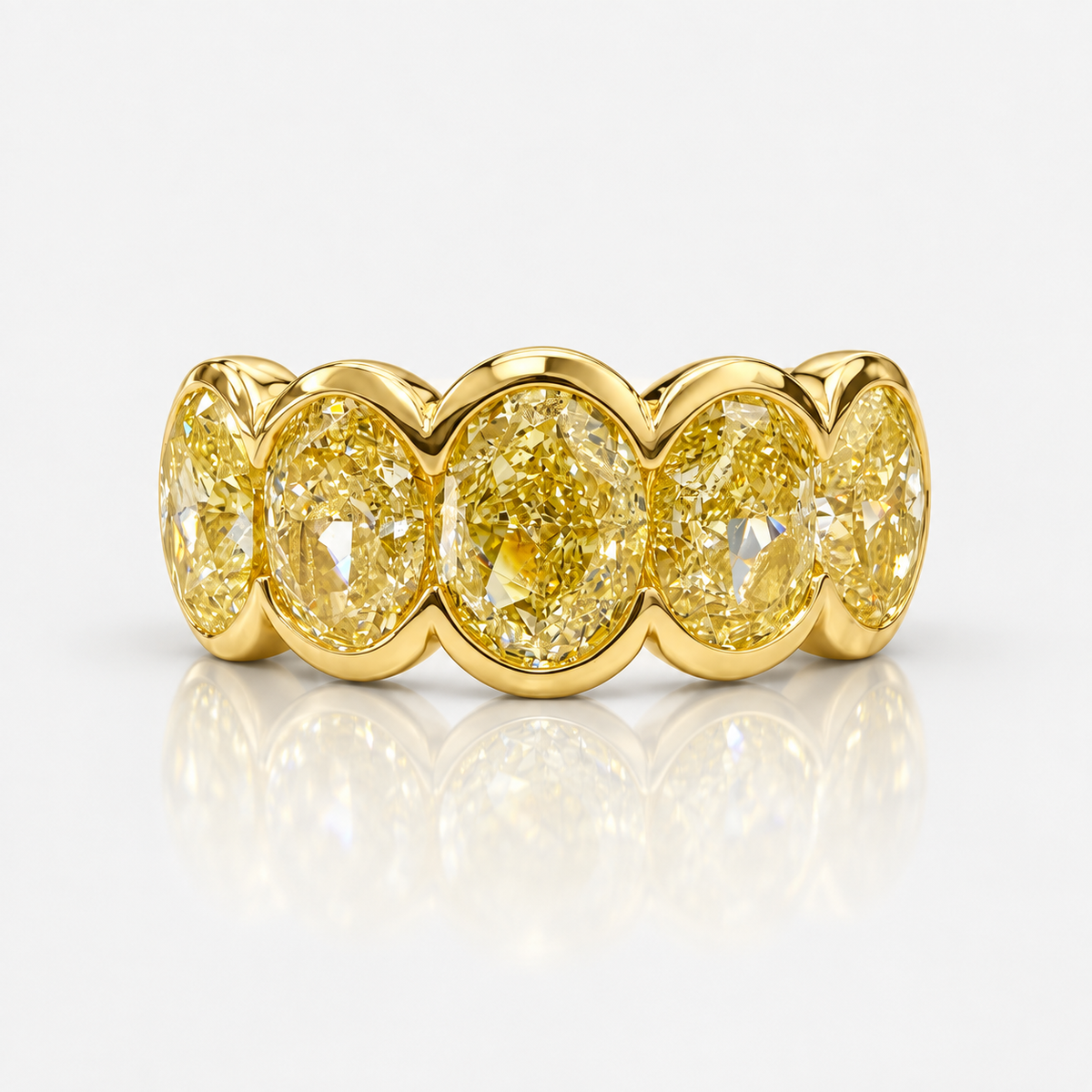 5.96ctw Fancy Light Yellow Oval Half Eternity Bezel Band GIA VS