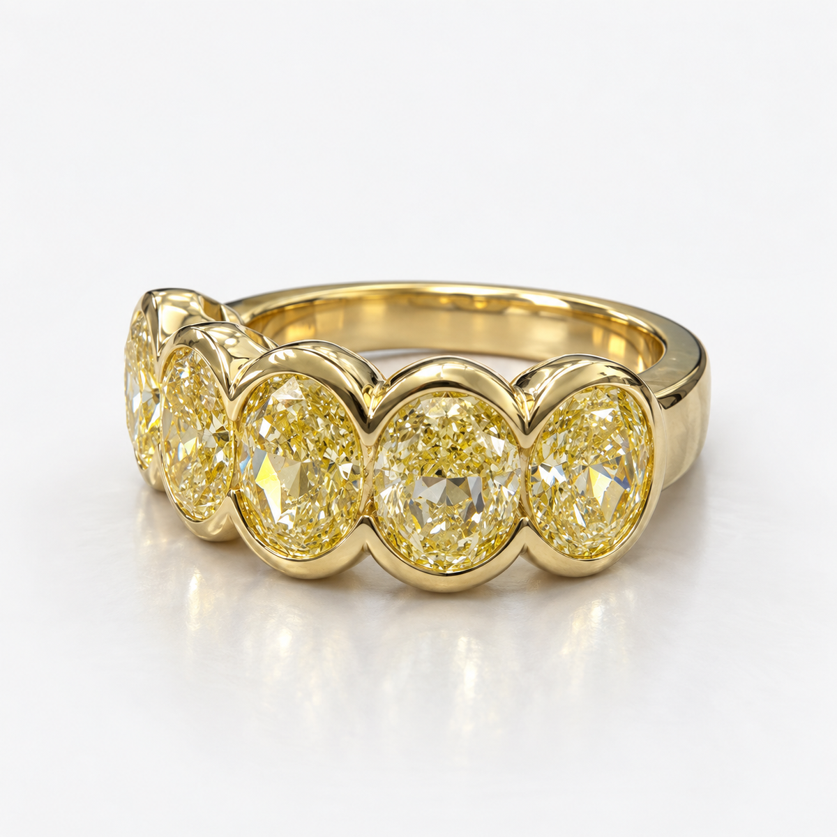 5.96ctw Fancy Light Yellow Oval Half Eternity Bezel Band GIA VS