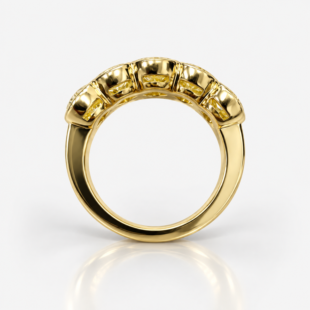 5.96ctw Fancy Light Yellow Oval Half Eternity Bezel Band GIA VS