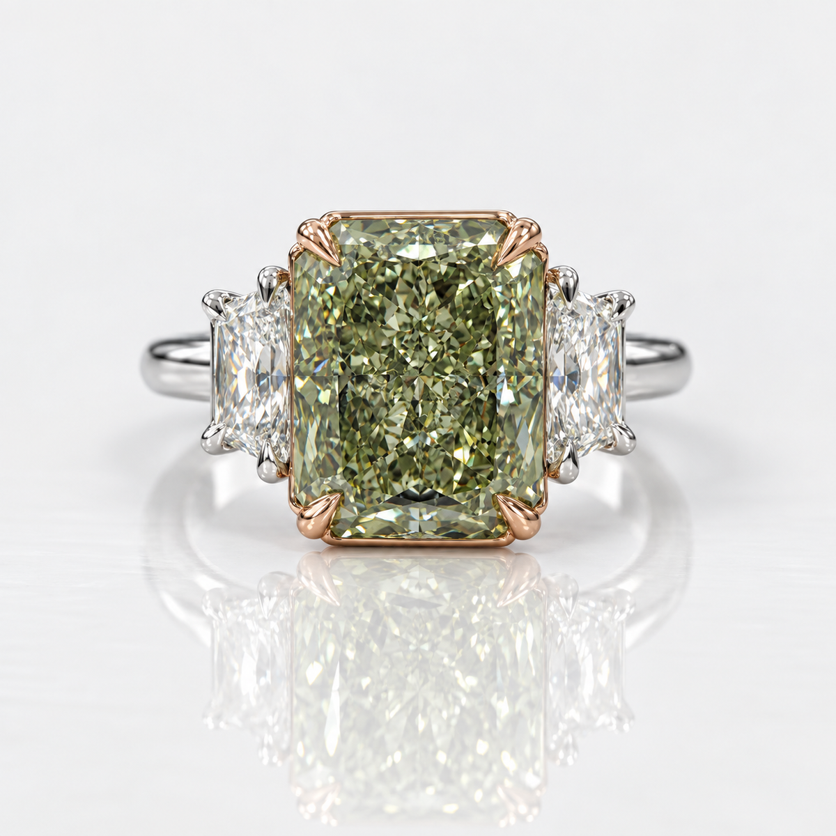 5.01ct Fancy Green-Yellow Radiant Diamond Ring SI1 GIA