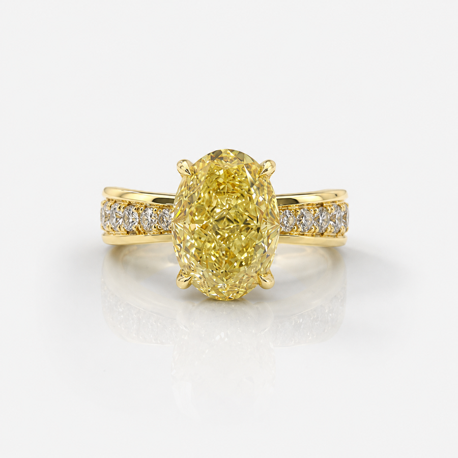 2.49ct Fancy Light Yellow Oval Diamond Ring VVS1 GIA