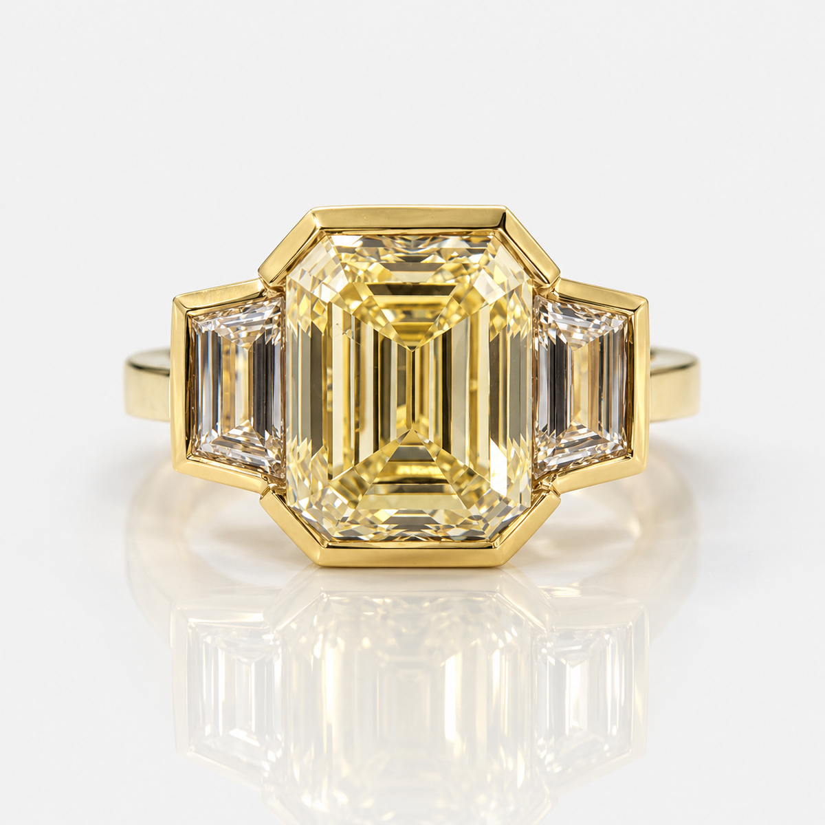 3.01ct Light Yellow Emerald Cut Diamond Ring SI1 GIA