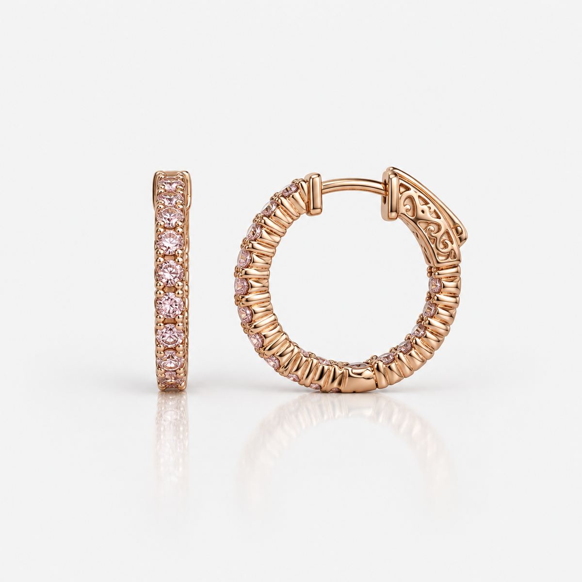 1.10ctw Pink Diamond Inside-Outside Hoop Earrings 1/2 inch