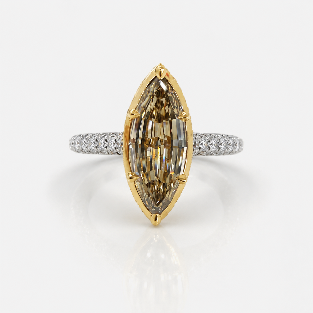 2.02ct Champagne Step-Cut Marquise Diamond Ring